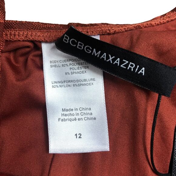 BCBGMAXAZRIA Swimsuit Paprika Rust Leopard Animal Print One Shoulder Swimsuit 12 - Picture 3 of 7